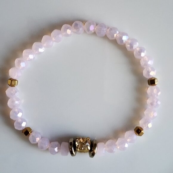 Chic Gold and Pink Beaded Bracelet - Picture 4 of 5